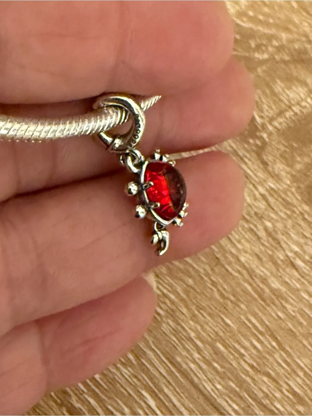 Sterling Silver Red Gem Turtle Pendant Necklace - Unbranded